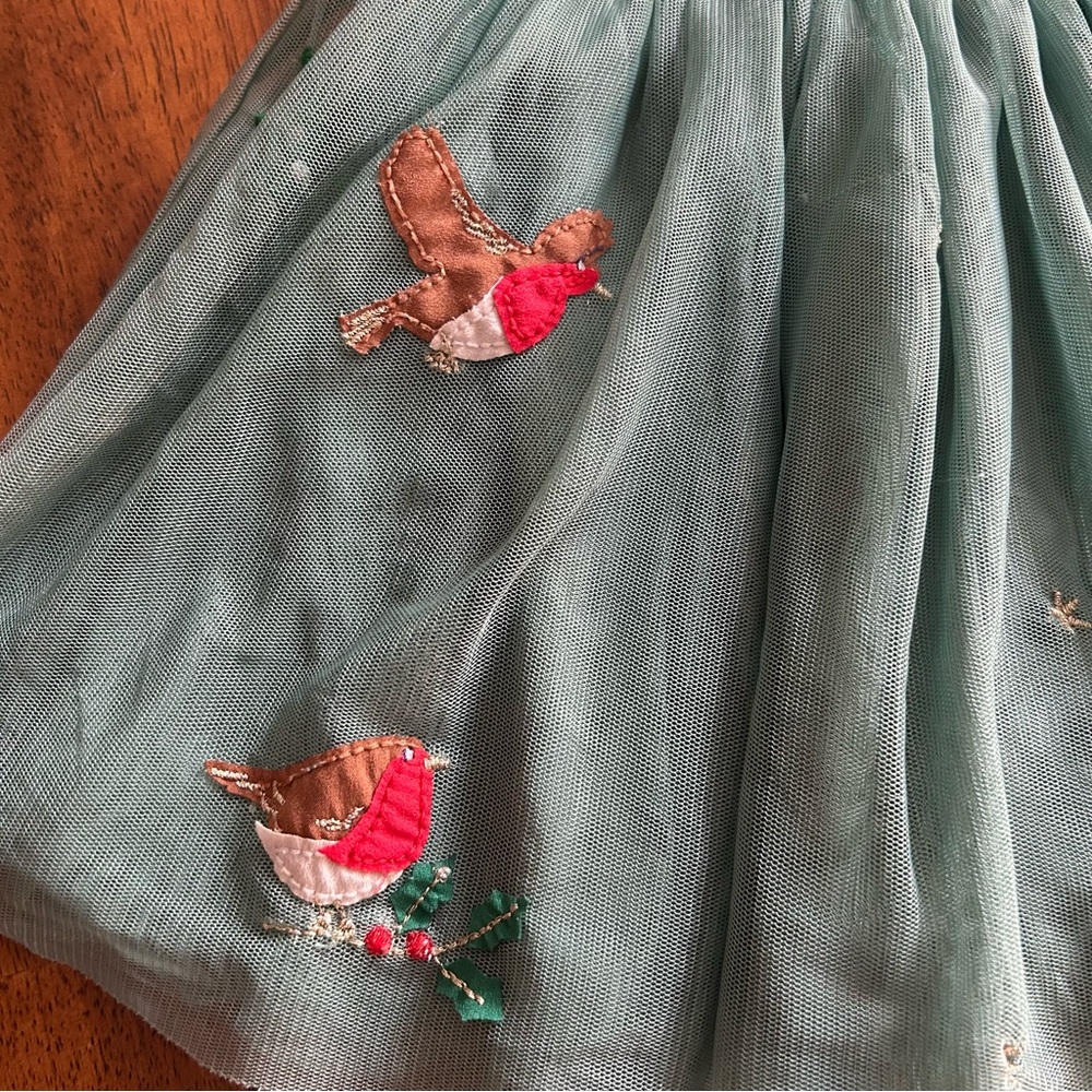 Mini Boden Robin Tulle Skirt | Girls 3–4Y | Green Bird Embroidered Tutu - Picture 4 of 11